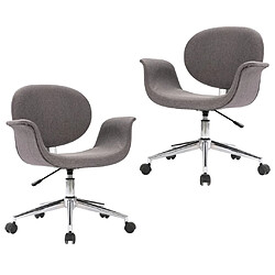 vidaXL Chaises pivotantes à manger lot de 2 gris tissu