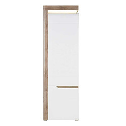 Dansmamaison Armoire 2 portes Blanc/Chêne à LED - KIELE