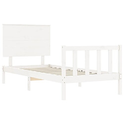 Maison Chic Cadre/structure de lit et tête de lit pour adulte - Lit Moderne Chambre blanc 100x200 cm bois massif -MN66534 pas cher