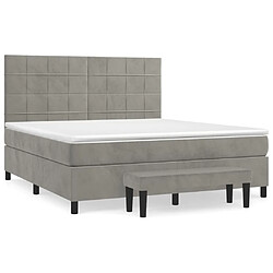 Maison Chic Lit Adulte - Lit simple Lit à sommier tapissier et matelas moelleux - Meuble de Chambre - Gris clair 160x200cm Velours -MN76256