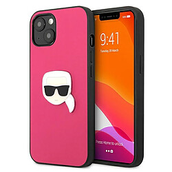 karl lagerfeld klhcp13spkmp iphone 13 mini 5,4" rózowy/rose coque dur cuir ikonik karl`s head metal