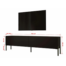 Avis 3XELIVING Meuble TV en couleur Noir mat / Noir brillant avec pieds droits en noir, D: l : 170 cm, H : 52 cm, P : 32 cm