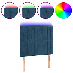 Maison Chic Tête de lit scandinave à LED,meuble de chambre Bleu foncé 90x5x118/128 cm Velours -MN80066