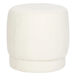 Pegane Pouf rond en tissu coloris blanc - diamètre 39 x Hauteur 40 cm