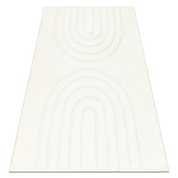 RUGSX Tapis lavable CURVY blanc 11 Arches, structurel, gaufré, peluche 120x170 cm