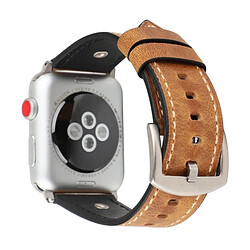 Avis Wewoo Bracelet en cuir véritable de Crowe Star Embossing Texture pour Apple Watch séries 3 et 2 et 1 38 mm (brun clair)