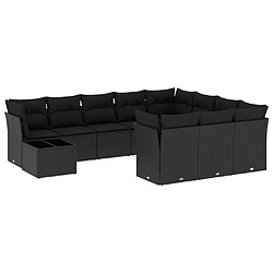 Maison Chic Salon de jardin 11 pcs avec coussins | Ensemble de Table et chaises | Mobilier d'Extérieur noir résine tressée -GKD71369 