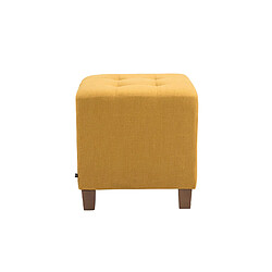 Decoshop26 Tabouret bas repose-pieds pouf capitonné en tissu jaune pieds en bois 45x46 cm 10_0000159