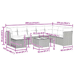 vidaXL Salon de jardin 9 pcs avec coussins noir résine tressée pas cher