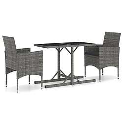 Salle à manger de jardin 3 pcs,Table et chaise à dîner Gris -MN63878