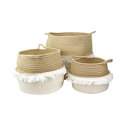 The Home Deco Factory Paniers de rangement à franges et fibres dorées (Lot de 3).