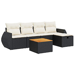 vidaXL Salon de jardin 6 pcs avec coussins noir résine tressée