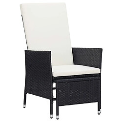 Maison Chic Chaise inclinable de jardin - Fauteuil d'extérieur avec coussins Résine tressée Noir -MN43254