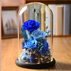 Cloche à Dôme En Verre Avec Socle En Bois, Support Pour Paysage De Fleurs, Brun E pas cher