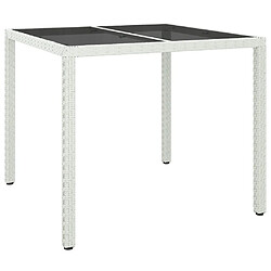 Maison Chic Table de jardin | Table d'extérieur 90x90x75cm Verre trempé et résine tressée Blanc -GKD11519