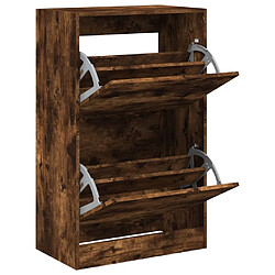 Maison Chic Armoire à chaussures | Meuble de rangement à chaussures Meuble d'Entrée chêne fumé 60x34x96,5 cm bois d'ingénierie -MN19923