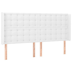 Maison Chic Tête de lit scandinave avec oreilles,meuble de chambre Blanc 203x16x118/128 cm Similicuir -MN60086