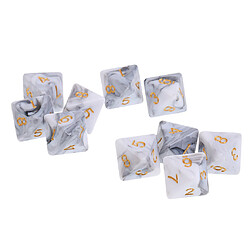 Acheter 10pcs 8 sided dés d8 dés polyédriques pour les donjons et les dragons Jeux de table blanc gris