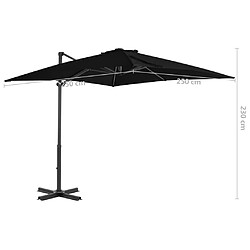 vidaXL Parasol de jardin en porte-à-faux et mât en aluminium noir pas cher