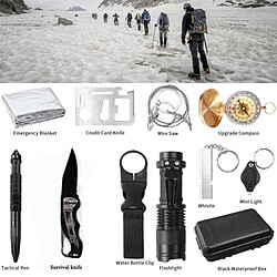 Totalcadeau Kit de Survie 11 équipements scie couteau lampe couverture survie