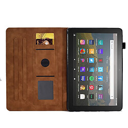 Etui en PU motif en forme de cœur, anti-chocs avec support et porte-cartes pour votre Amazon Fire HD 8 (2020) - marron