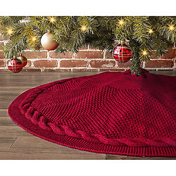 C344 120cm Jupe d'arbre de Noël tricoté Jupe d'arbre de Noël Tapis de Noël Rouge Jupe d'arbre de Noël Noël Décorations de vacances de Noël