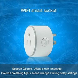 Avis Wewoo Prise Connectée 10A Forme ronde WiFi 2.4GHz Mini Plug APP Télécommande Timing Smart Socket Fonctionne avec Alexa et Google Home lumière colorée, AC 100-240V, US