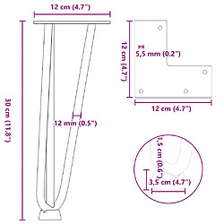 vidaXL Pieds de table en forme d'épingle à cheveux 4 pcs noir 30 cm pas cher