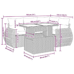 Acheter vidaXL Salon de jardin avec coussins 5 pcs beige résine tressée