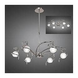 Luminaire Center Suspension Dali Convertible Semi Plafonnier télescopique 6 Ampoules G9, chrome poli