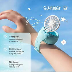 Mini Ventilateur de Montre, Montre portable, Lumière LED Colorée, Ventilateur USB Pliable pour Femmes et Enfants (Rose)