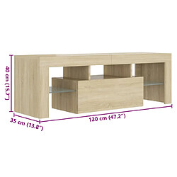 vidaXL Meuble TV avec lumières LED chêne sonoma 120x35x40 cm pas cher