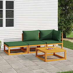 Maison Chic Salon de jardin 4 pcs + coussins - Mobilier/Meubles de jardin - Table et chaises d'extérieur vert bois massif -MN94688