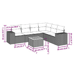 Acheter vidaXL Salon de jardin avec coussins 7 pcs gris résine tressée