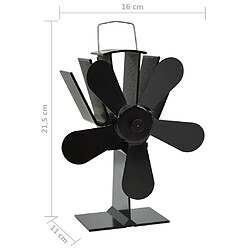 vidaXL Ventilateur de poêle alimenté par chaleur 5 pales Noir pas cher