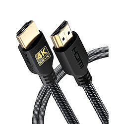 PowerBear Câble HDMI 4K de 2 m | Haute vitesse, en nylon tressé et connecteurs plaqués or, 4K 60Hz, Ultra HD, 2K, 1080P,