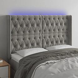 Maison Chic Tête de lit scandinave à LED,meuble de chambre Gris clair 147x16x118/128 cm Velours -MN29746