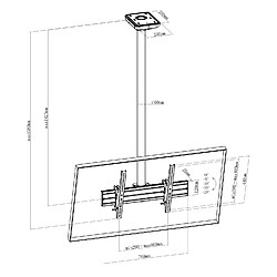 Acheter Kimex Support plafond inclinable pour 1 écran TV 43''-75'' - Hauteur 150cm