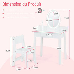 Helloshop26 Ensemble de coiffeuse pour enfants avec miroir éclairé coiffeuse de maquillage avec chaise éclairage led bicolore organisateur de blanc 20_0005025