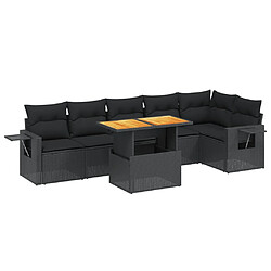 vidaXL Salon de jardin 7 pcs avec coussins noir résine tressée