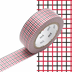 Masking tape quadrillé rouge et noir - 1,5 cm x 7 m