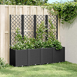 vidaXL Jardinière avec treillis noir 160x40x140 cm PP