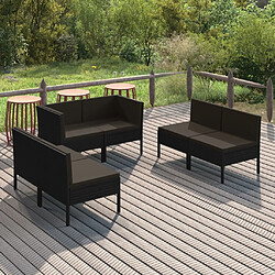 Maison Chic Salon de jardin 6 pcs + coussins - Mobilier/Meubles de jardin - Table et chaises d'extérieur Résine tressée Noir -MN86231