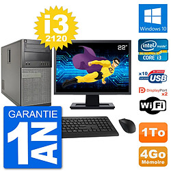 PC Tour Dell 7010 Ecran 22" Intel i3-2120 RAM 4Go Disque 1To Windows 10 Wifi - Occasion