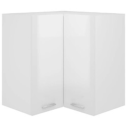 vidaXL Armoire d'angle suspendue Blanc brillant Bois d’ingénierie