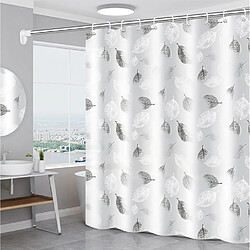 Universal Feuille grise rideau de douche art romantique imperméable PEVA salle de bains salle de bains avec crochet (180cm * 180cm)