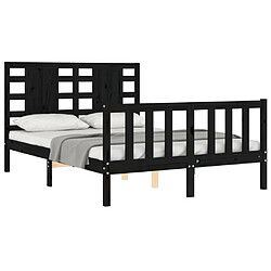 Acheter Maison Chic Lit adulte - Cadre Structure de lit avec tête de lit Contemporain noir 120x200 cm bois massif -MN93551