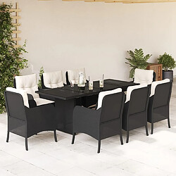 Maison Chic Ensemble à manger d'extérieur 9 pcs avec coussins,Salon de jardin noir résine tressée -GKD367190