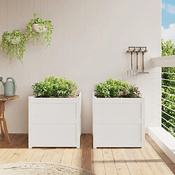 Avis Maison Chic Lot de 2 Jardinières,Bac à fleurs - pot de fleur blanc bois de pin massif -GKD77147