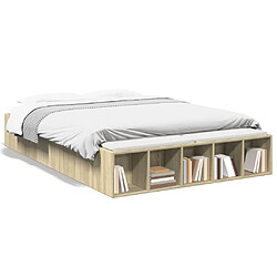 Vidaxl Cadre de lit chêne sonoma 120x190 cm bois d'ingénierie